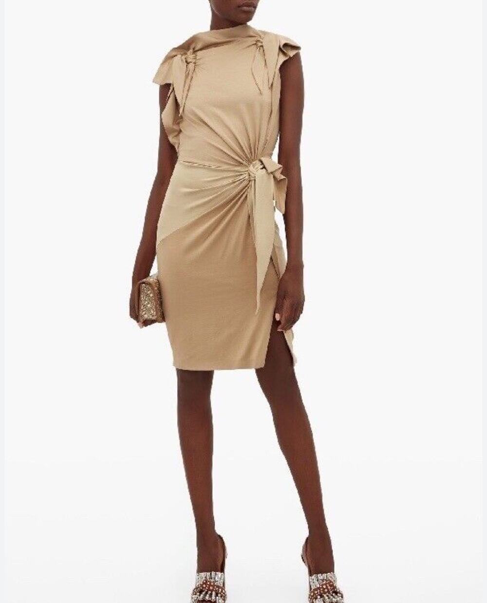 NWT Burberry Knotted Stretch-Silk Sheath Dress Size 4